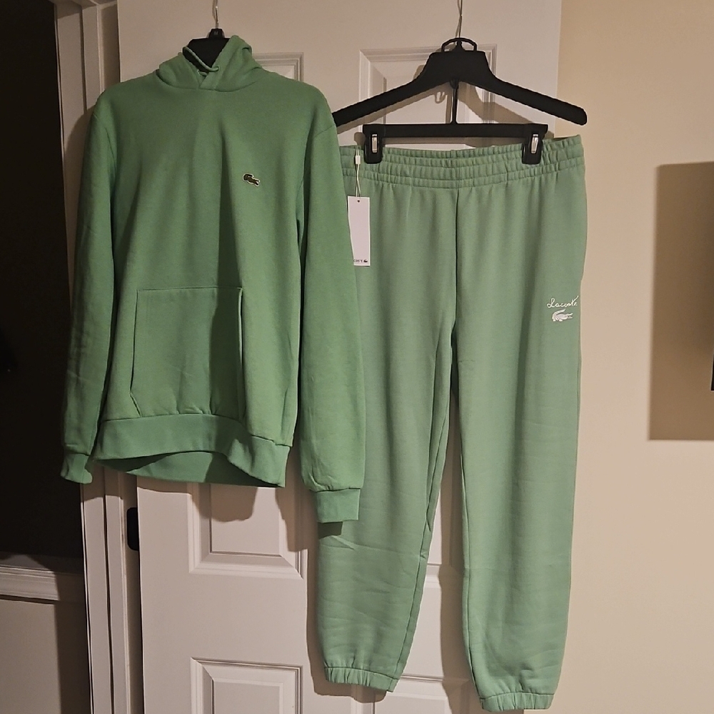 Lacoste Pastel Green Hoodie and Joggers Set Top Size M Pants Size 40 M Unisex